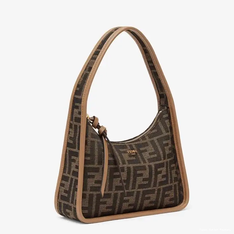 Affordable HOT FF In Mini Fendi Motif Fabric Brown Bag Fendessence 0421